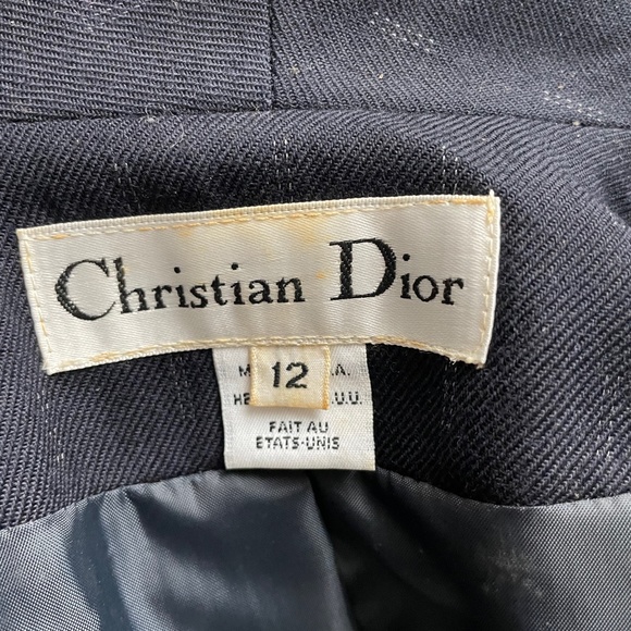 Christian Dior Suit 2pc Jacket + Skirt Wool Retro Vintage Size 12 - Picture 9 of 9